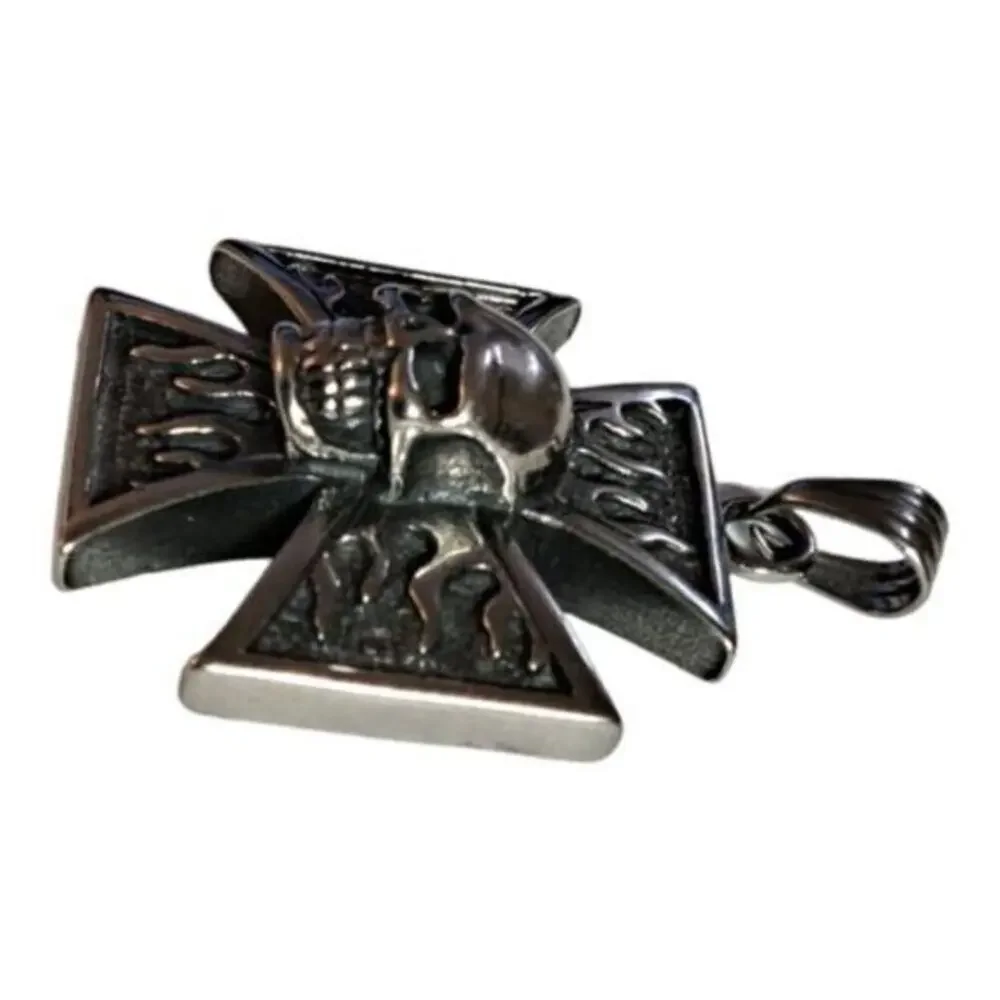 New stainless steel Iron cross with skull‎